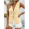 image:imagePRETTYGARDEN Women 2026 Summer Tie Front Eyelet Tank Tops Trendy Floral Vest Sleeveless V Neck Dressy Blouse Vacation OutfitsBeige Yellow