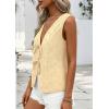 image:imagePRETTYGARDEN Women 2026 Summer Tie Front Eyelet Tank Tops Trendy Floral Vest Sleeveless V Neck Dressy Blouse Vacation OutfitsBeige Yellow