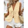 image:imagePRETTYGARDEN Women 2026 Summer Tie Front Eyelet Tank Tops Trendy Floral Vest Sleeveless V Neck Dressy Blouse Vacation OutfitsBeige Yellow