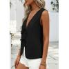 image:imagePRETTYGARDEN Women 2026 Summer Tie Front Eyelet Tank Tops Trendy Floral Vest Sleeveless V Neck Dressy Blouse Vacation OutfitsBlack