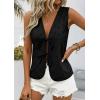 image:imagePRETTYGARDEN Women 2026 Summer Tie Front Eyelet Tank Tops Trendy Floral Vest Sleeveless V Neck Dressy Blouse Vacation OutfitsBlack