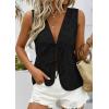 image:imagePRETTYGARDEN Women 2026 Summer Tie Front Eyelet Tank Tops Trendy Floral Vest Sleeveless V Neck Dressy Blouse Vacation OutfitsBlack