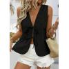 image:imagePRETTYGARDEN Women 2026 Summer Tie Front Eyelet Tank Tops Trendy Floral Vest Sleeveless V Neck Dressy Blouse Vacation OutfitsBlack