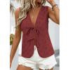 image:imagePRETTYGARDEN Women 2026 Summer Tie Front Eyelet Tank Tops Trendy Floral Vest Sleeveless V Neck Dressy Blouse Vacation OutfitsBrown Red