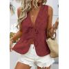 image:imagePRETTYGARDEN Women 2026 Summer Tie Front Eyelet Tank Tops Trendy Floral Vest Sleeveless V Neck Dressy Blouse Vacation OutfitsBrown Red