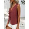 image:imagePRETTYGARDEN Women 2026 Summer Tie Front Eyelet Tank Tops Trendy Floral Vest Sleeveless V Neck Dressy Blouse Vacation OutfitsBrown Red