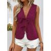 image:imagePRETTYGARDEN Women 2026 Summer Tie Front Eyelet Tank Tops Trendy Floral Vest Sleeveless V Neck Dressy Blouse Vacation OutfitsBurgundy