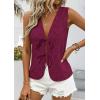 image:imagePRETTYGARDEN Women 2026 Summer Tie Front Eyelet Tank Tops Trendy Floral Vest Sleeveless V Neck Dressy Blouse Vacation OutfitsBurgundy