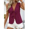 image:imagePRETTYGARDEN Women 2026 Summer Tie Front Eyelet Tank Tops Trendy Floral Vest Sleeveless V Neck Dressy Blouse Vacation OutfitsBurgundy