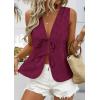 image:imagePRETTYGARDEN Women 2026 Summer Tie Front Eyelet Tank Tops Trendy Floral Vest Sleeveless V Neck Dressy Blouse Vacation OutfitsBurgundy