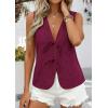 image:imagePRETTYGARDEN Women 2026 Summer Tie Front Eyelet Tank Tops Trendy Floral Vest Sleeveless V Neck Dressy Blouse Vacation OutfitsBurgundy