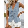 image:imagePRETTYGARDEN Women 2026 Summer Tie Front Eyelet Tank Tops Trendy Floral Vest Sleeveless V Neck Dressy Blouse Vacation OutfitsDusty Blue
