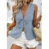 image:imagePRETTYGARDEN Women 2026 Summer Tie Front Eyelet Tank Tops Trendy Floral Vest Sleeveless V Neck Dressy Blouse Vacation OutfitsDusty Blue