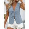 image:imagePRETTYGARDEN Women 2026 Summer Tie Front Eyelet Tank Tops Trendy Floral Vest Sleeveless V Neck Dressy Blouse Vacation OutfitsDusty Blue