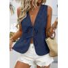 image:imagePRETTYGARDEN Women 2026 Summer Tie Front Eyelet Tank Tops Trendy Floral Vest Sleeveless V Neck Dressy Blouse Vacation OutfitsNavy Blue