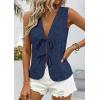 image:imagePRETTYGARDEN Women 2026 Summer Tie Front Eyelet Tank Tops Trendy Floral Vest Sleeveless V Neck Dressy Blouse Vacation OutfitsNavy Blue