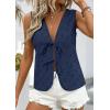 image:imagePRETTYGARDEN Women 2026 Summer Tie Front Eyelet Tank Tops Trendy Floral Vest Sleeveless V Neck Dressy Blouse Vacation OutfitsNavy Blue