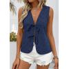 image:imagePRETTYGARDEN Women 2026 Summer Tie Front Eyelet Tank Tops Trendy Floral Vest Sleeveless V Neck Dressy Blouse Vacation OutfitsNavy Blue