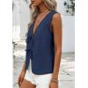 image:imagePRETTYGARDEN Women 2026 Summer Tie Front Eyelet Tank Tops Trendy Floral Vest Sleeveless V Neck Dressy Blouse Vacation OutfitsNavy Blue