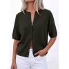 image:imagePRETTYGARDEN Women Spring Short Sleeve Cardigan Sweaters Button Down Knit Shirt Blouse Dressy Casual Tops 2026 Summer OutfitsArmy Green
