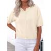image:imagePRETTYGARDEN Women Spring Short Sleeve Cardigan Sweaters Button Down Knit Shirt Blouse Dressy Casual Tops 2026 Summer OutfitsBeige