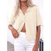 image:imagePRETTYGARDEN Women Spring Short Sleeve Cardigan Sweaters Button Down Knit Shirt Blouse Dressy Casual Tops 2026 Summer OutfitsBeige
