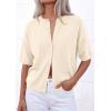 image:imagePRETTYGARDEN Women Spring Short Sleeve Cardigan Sweaters Button Down Knit Shirt Blouse Dressy Casual Tops 2026 Summer OutfitsBeige