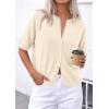 image:imagePRETTYGARDEN Women Spring Short Sleeve Cardigan Sweaters Button Down Knit Shirt Blouse Dressy Casual Tops 2026 Summer OutfitsBeige