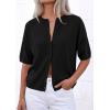 image:imagePRETTYGARDEN Women Spring Short Sleeve Cardigan Sweaters Button Down Knit Shirt Blouse Dressy Casual Tops 2026 Summer OutfitsBlack
