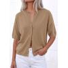 image:imagePRETTYGARDEN Women Spring Short Sleeve Cardigan Sweaters Button Down Knit Shirt Blouse Dressy Casual Tops 2026 Summer OutfitsKhaki