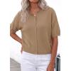 image:imagePRETTYGARDEN Women Spring Short Sleeve Cardigan Sweaters Button Down Knit Shirt Blouse Dressy Casual Tops 2026 Summer OutfitsKhaki