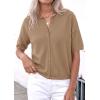 image:imagePRETTYGARDEN Women Spring Short Sleeve Cardigan Sweaters Button Down Knit Shirt Blouse Dressy Casual Tops 2026 Summer OutfitsKhaki
