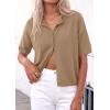 image:imagePRETTYGARDEN Women Spring Short Sleeve Cardigan Sweaters Button Down Knit Shirt Blouse Dressy Casual Tops 2026 Summer OutfitsKhaki