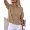 image:imagePRETTYGARDEN Women Spring Short Sleeve Cardigan Sweaters Button Down Knit Shirt Blouse Dressy Casual Tops 2026 Summer OutfitsKhaki