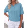 image:imagePRETTYGARDEN Women Spring Short Sleeve Cardigan Sweaters Button Down Knit Shirt Blouse Dressy Casual Tops 2026 Summer OutfitsLight Blue