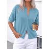 image:imagePRETTYGARDEN Women Spring Short Sleeve Cardigan Sweaters Button Down Knit Shirt Blouse Dressy Casual Tops 2026 Summer OutfitsLight Blue