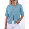 image:imagePRETTYGARDEN Women Spring Short Sleeve Cardigan Sweaters Button Down Knit Shirt Blouse Dressy Casual Tops 2026 Summer OutfitsLight Blue
