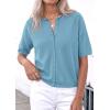 image:imagePRETTYGARDEN Women Spring Short Sleeve Cardigan Sweaters Button Down Knit Shirt Blouse Dressy Casual Tops 2026 Summer OutfitsLight Blue