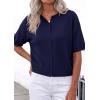 image:imagePRETTYGARDEN Women Spring Short Sleeve Cardigan Sweaters Button Down Knit Shirt Blouse Dressy Casual Tops 2026 Summer OutfitsNavy Blue