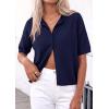 image:imagePRETTYGARDEN Women Spring Short Sleeve Cardigan Sweaters Button Down Knit Shirt Blouse Dressy Casual Tops 2026 Summer OutfitsNavy Blue
