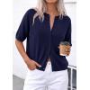 image:imagePRETTYGARDEN Women Spring Short Sleeve Cardigan Sweaters Button Down Knit Shirt Blouse Dressy Casual Tops 2026 Summer OutfitsNavy Blue