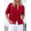 image:imagePRETTYGARDEN Women Spring Short Sleeve Cardigan Sweaters Button Down Knit Shirt Blouse Dressy Casual Tops 2026 Summer OutfitsRed