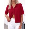 image:imagePRETTYGARDEN Women Spring Short Sleeve Cardigan Sweaters Button Down Knit Shirt Blouse Dressy Casual Tops 2026 Summer OutfitsRed