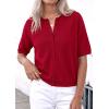 image:imagePRETTYGARDEN Women Spring Short Sleeve Cardigan Sweaters Button Down Knit Shirt Blouse Dressy Casual Tops 2026 Summer OutfitsRed