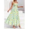 image:imagePRETTYGARDEN Women Strapless Maxi Dress 2026 Summer Floral Tube Top Ruched Beach Spring Wedding Guest Long DressesFloral White Light Green