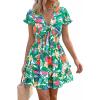image:imagePRETTYGARDEN Women Summer Short Dress 2026 Casual V Neck Short Sleeve Tiered Bow Mini Sun Dresses Beach Vacation SundressFloral Green Orange