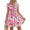 image:imagePRETTYGARDEN Women Summer Short Dress 2026 Casual V Neck Short Sleeve Tiered Bow Mini Sun Dresses Beach Vacation SundressFloral Green Pink
