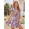 image:imagePRETTYGARDEN Women Summer Short Dress 2026 Casual V Neck Short Sleeve Tiered Bow Mini Sun Dresses Beach Vacation SundressFloral Purple