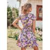 image:imagePRETTYGARDEN Women Summer Short Dress 2026 Casual V Neck Short Sleeve Tiered Bow Mini Sun Dresses Beach Vacation SundressFloral Purple