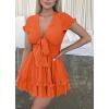 image:imagePRETTYGARDEN Women Summer Short Dress 2026 Casual V Neck Short Sleeve Tiered Bow Mini Sun Dresses Beach Vacation SundressOrange